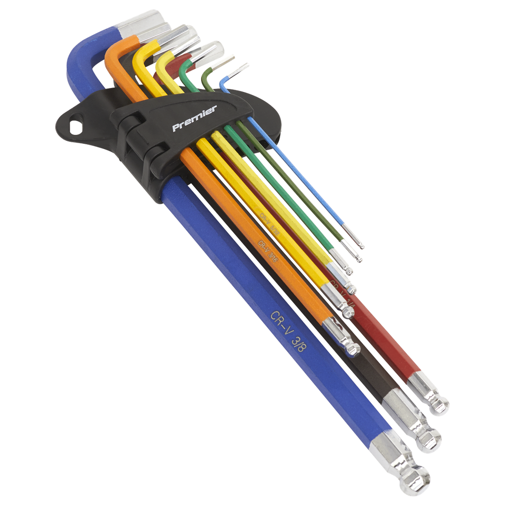 Sealey Premier Imperial Extra-Long Ball-End Hex Key Set 9pc
