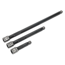 Sealey Premier Black Wobble/Rigid Extension Bar Set 3/8"Sq Drive 3pc
