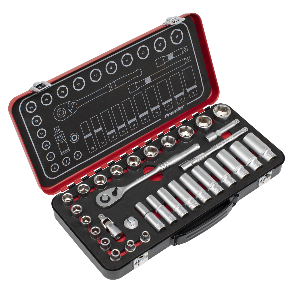 Sealey Premier Platinum Socket Set 3/8"Sq Drive 32pc