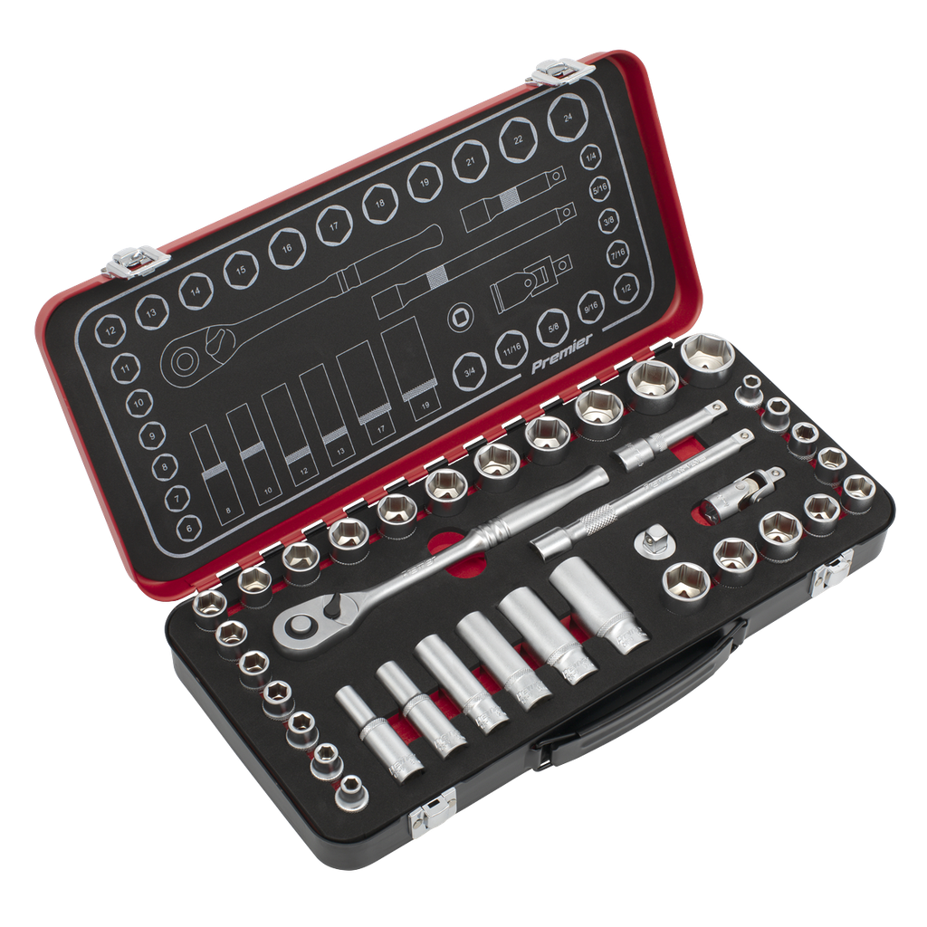 Sealey Premier Platinum Metric/Imperial Socket Set 3/8"Sq Drive 