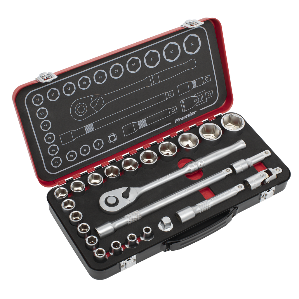 Sealey Premier Platinum Socket Set 1/2"Sq Drive 24pc