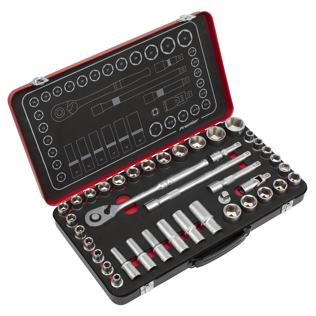 Sealey Premier Platinum Metric/Imperial Socket Set 1/2"Sq Drive 