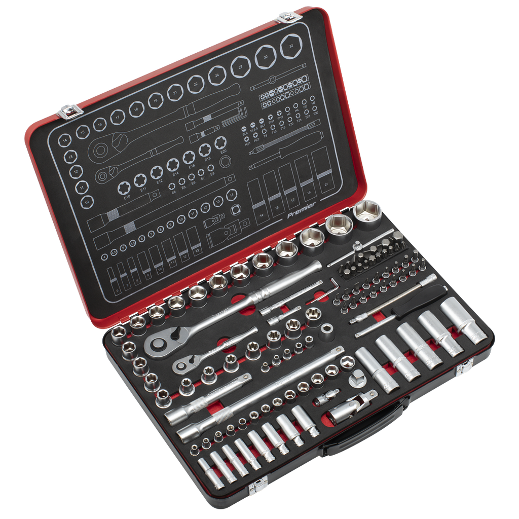 Sealey Premier Platinum Socket Set 1/4" & 1/2"Sq Drive 108pc