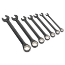 Premier Black Combination Ratchet Spanner Set 7pc