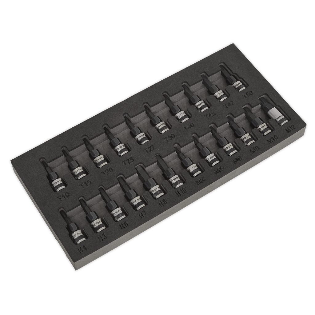 Sealey Premier Black TRX-Star*/Hex/Spline Socket Bit Set 3/8"Sq Drive 22pc
