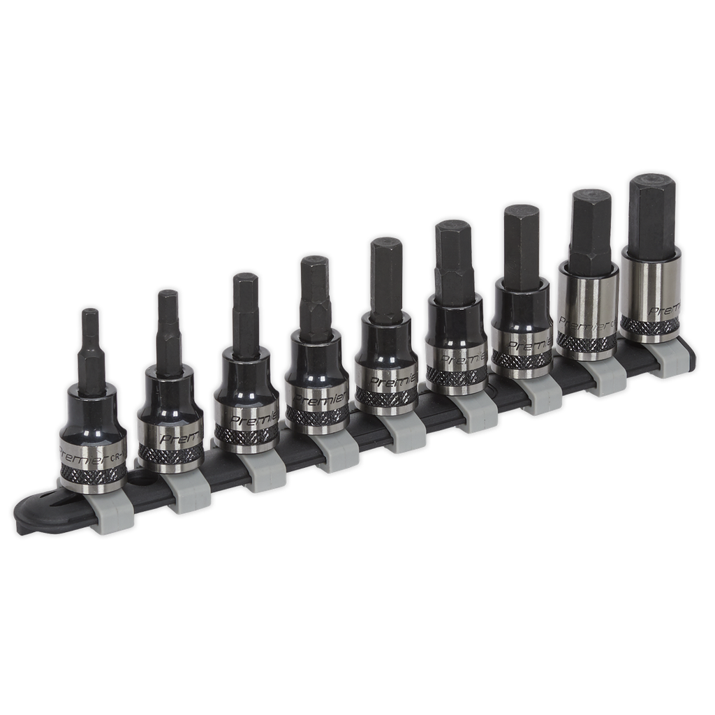 Sealey Premier Black Hex Key Socket Bit Set 3/8"Sq Drive 9pc