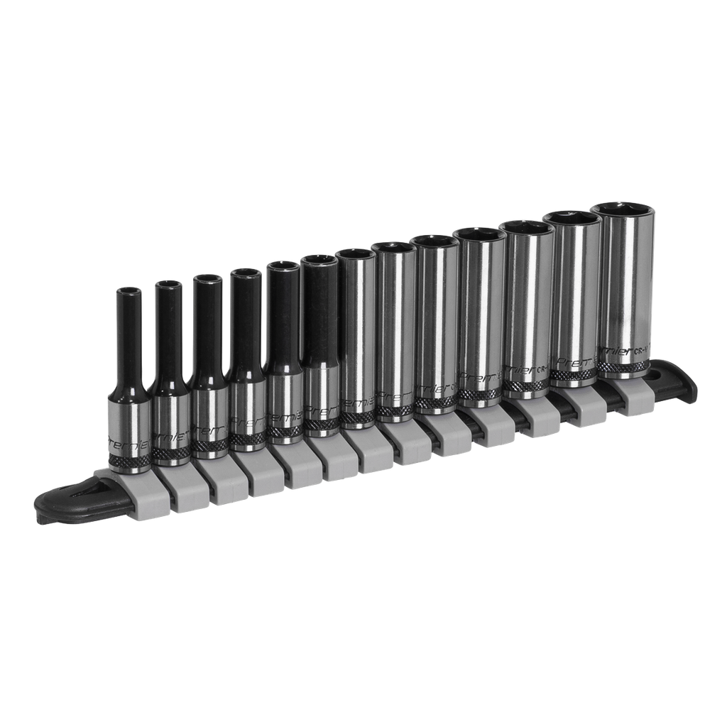 Sealey Premier Black Deep Socket Set 1/4"Sq Drive 13pc