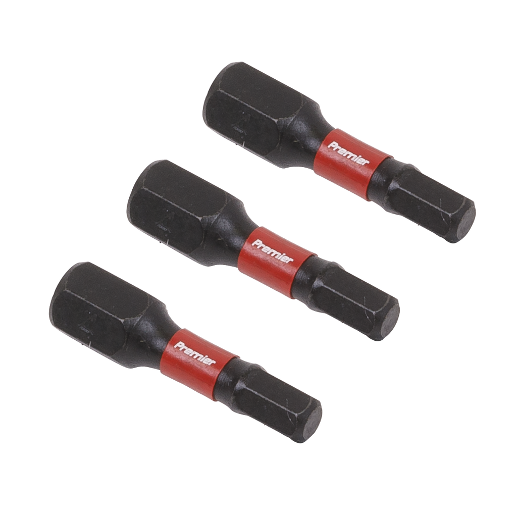 Sealey Premier Hex Impact Power Tool Bits 4 x 25mm 3pc