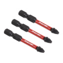 Sealey Premier Pozi Impact Power Tool Bits #2 x 50mm 3pc