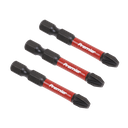 Sealey Premier Pozi Impact Power Tool Bits #3 x 50mm 3pc