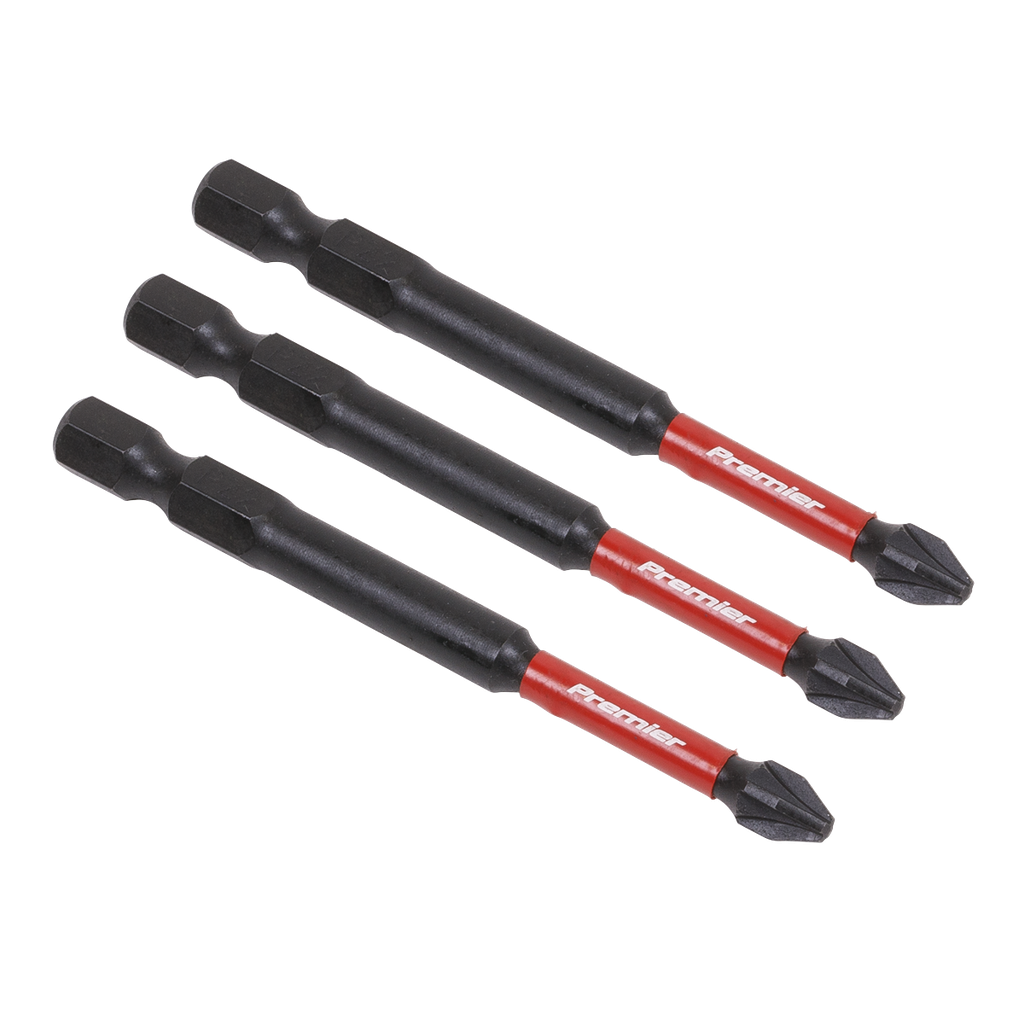 Sealey Premier Pozi Impact Power Tool Bits #2 x 75mm 3pc