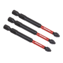 Sealey Premier Pozi Impact Power Tool Bits #2 x 75mm 3pc