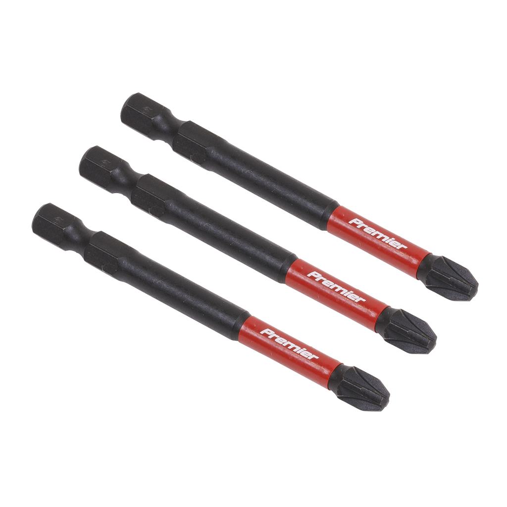 Sealey Premier Pozi Impact Power Tool Bits #3 x 75mm 3pc