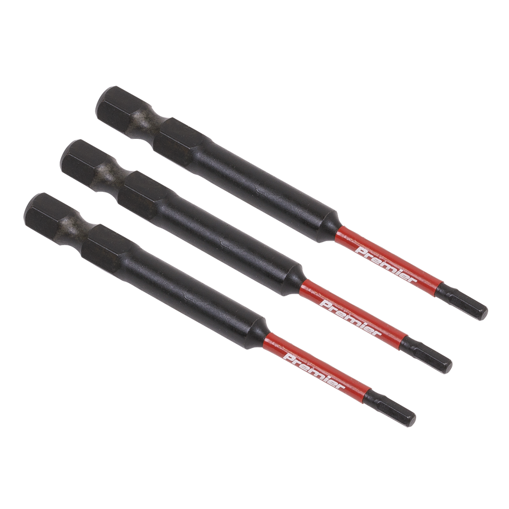 Sealey Premier Hex Impact Power Tool Bits 2.5 x 75mm 3pc