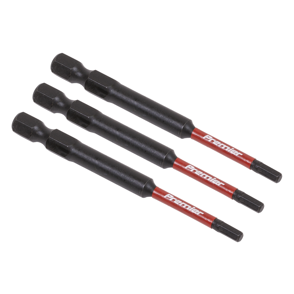 Sealey Premier Hex Impact Power Tool Bits 3 x 75mm 3pc