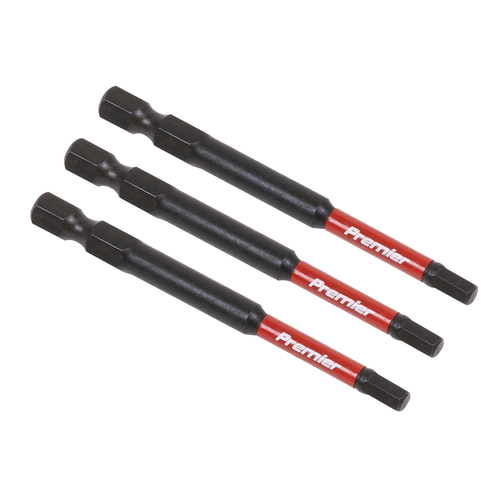 Sealey Premier Hex Impact Power Tool Bits 4 x 75mm 3pc