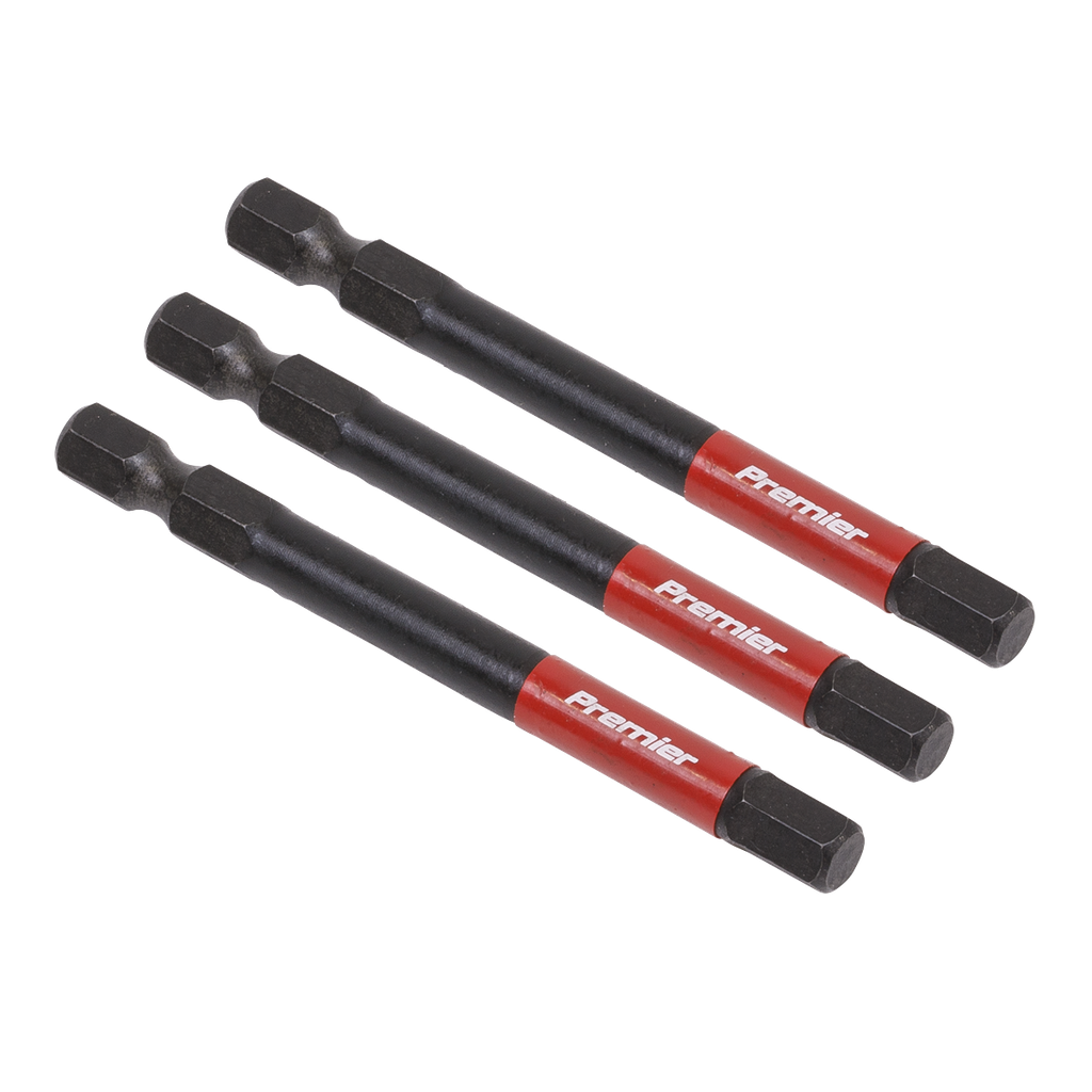 Sealey Premier Hex Impact Power Tool Bits 6 x 75mm 3pc