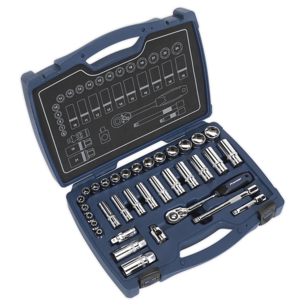Sealey Premier Socket Set 3/8"Sq Drive 34pc