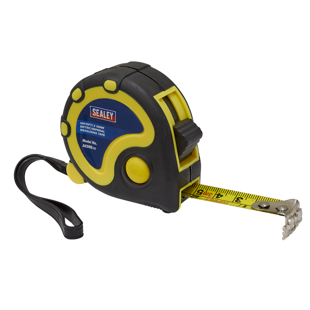 Sealey Metric/Imperial Rubber Tape Measure 3m(10ft) x 16mm