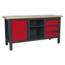 Sealey Workbench with 3 Drawers, 1 Cupboard & Open Storage