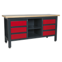 Workbench with 6 Drawers & Open Storage