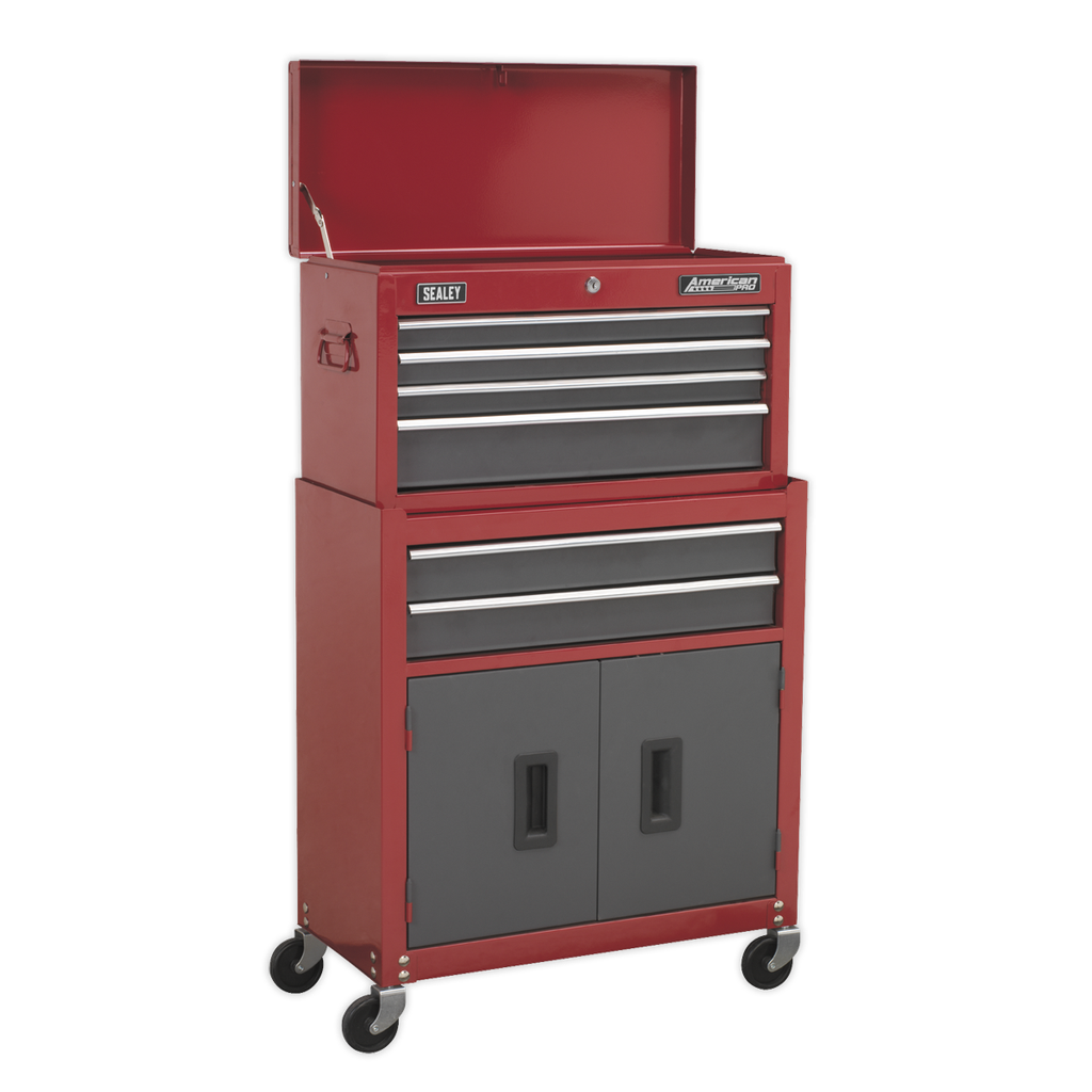 Sealey American PRO® Topchest & Rollcab Combination 6 Drawer - Red