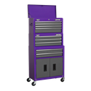 American PRO® Topchest, Mid-Box Tool Chest & Rollcab Stack 9 Drawer - Purple