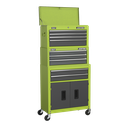 American PRO® Topchest, Mid-Box Tool Chest & Rollcab 9 Drawer Stack - Green