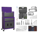 American PRO® Topchest & Rollcab Combination 6 Drawer with 170pc Tool Kit - Purple/Grey