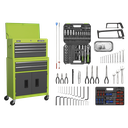 American PRO® Topchest & Rollcab Combination 6 Drawer with 170pc Tool Kit - Green/Grey