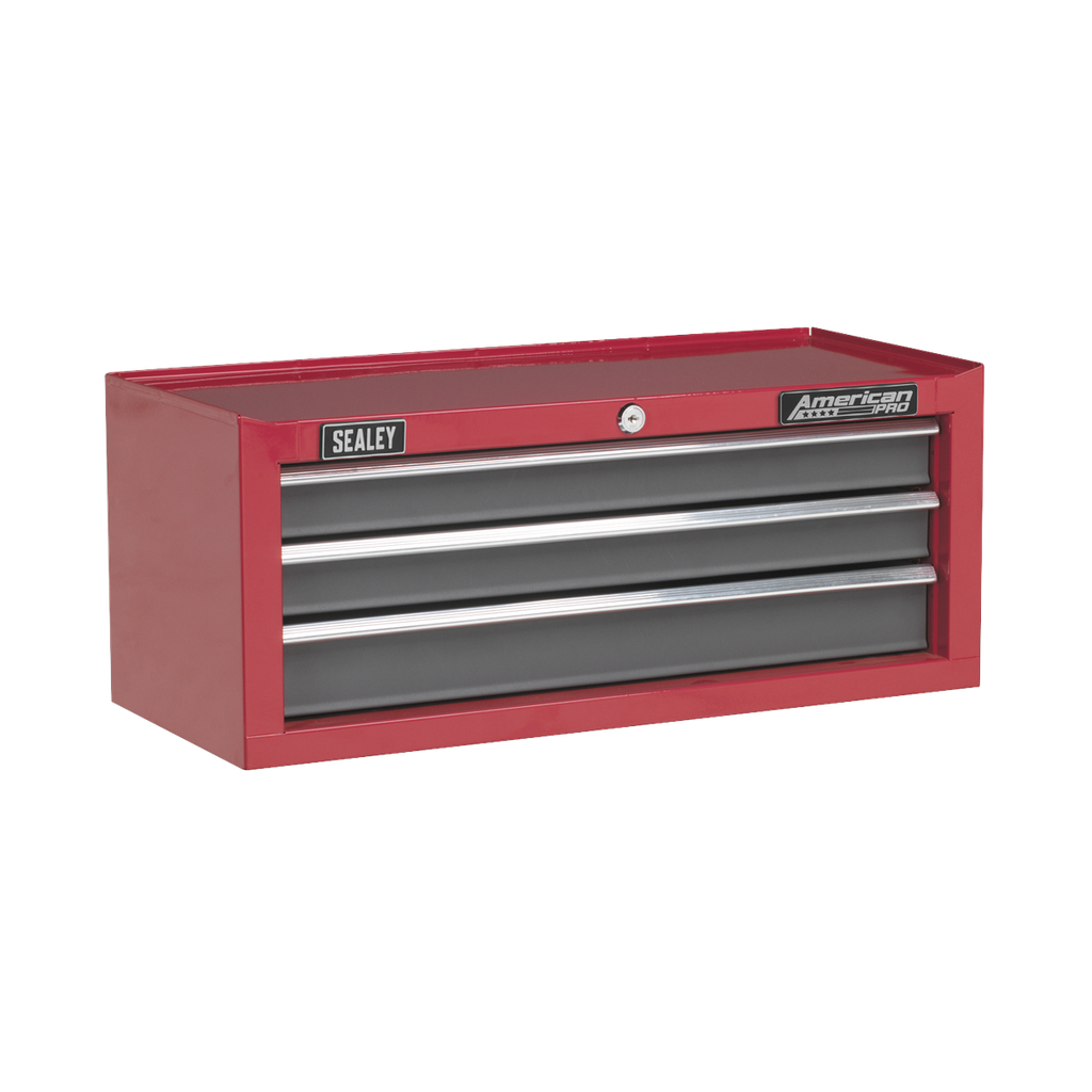 American PRO® Mid-Box Tool Chest 3 Drawer - Red/Grey