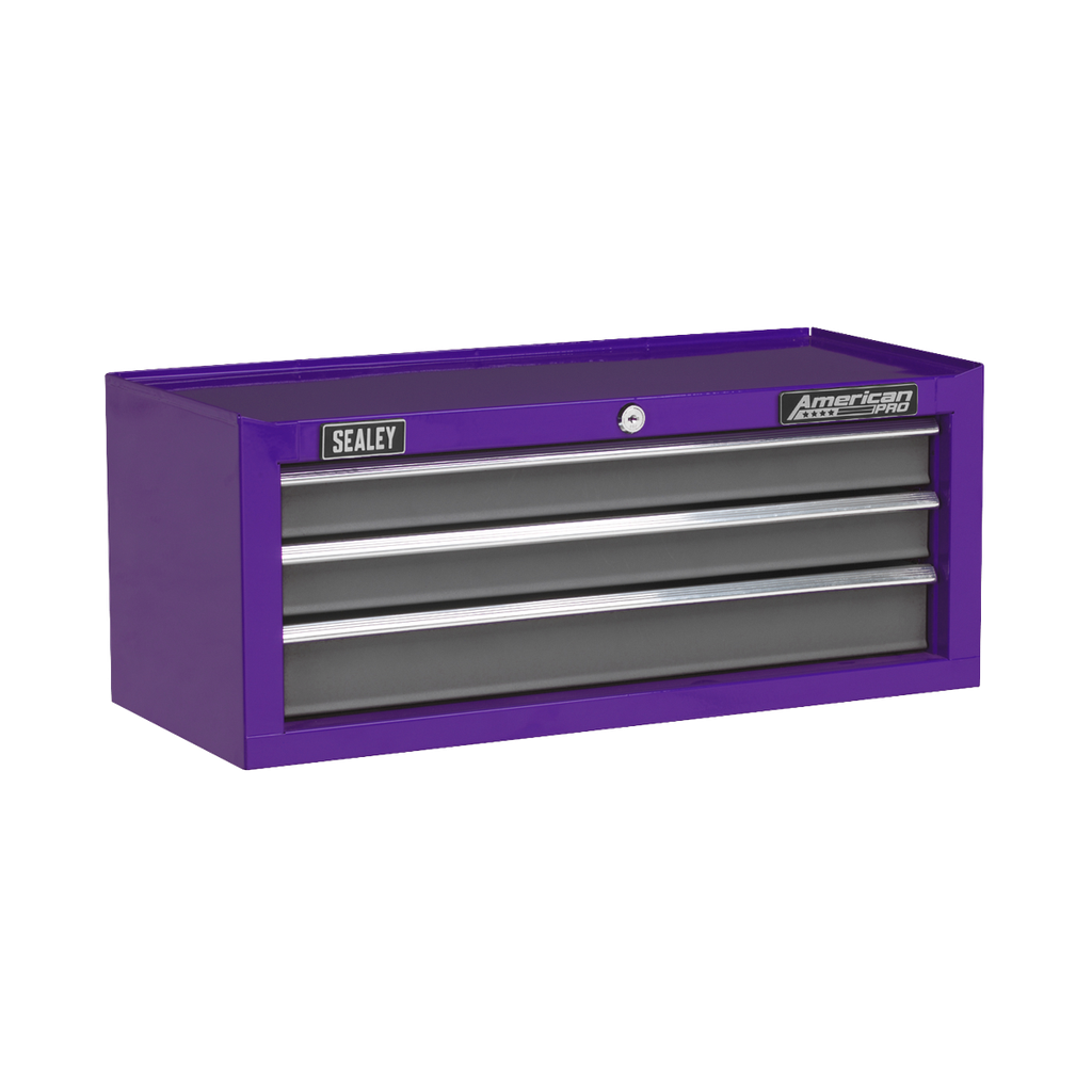 American PRO® Mid-Box Tool Chest 3 Drawer - Purple/Grey