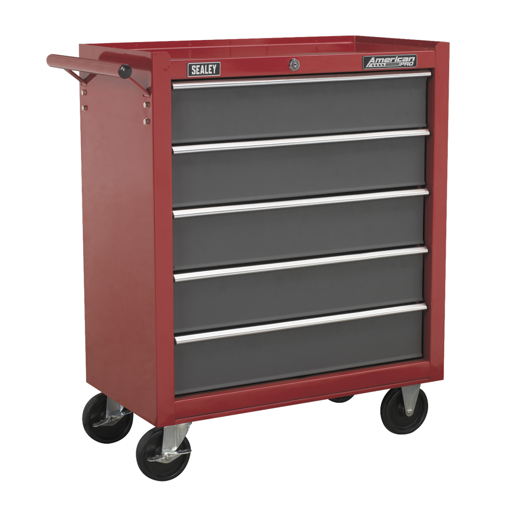 American PRO® Rollcab 5 Drawer - Red/Grey