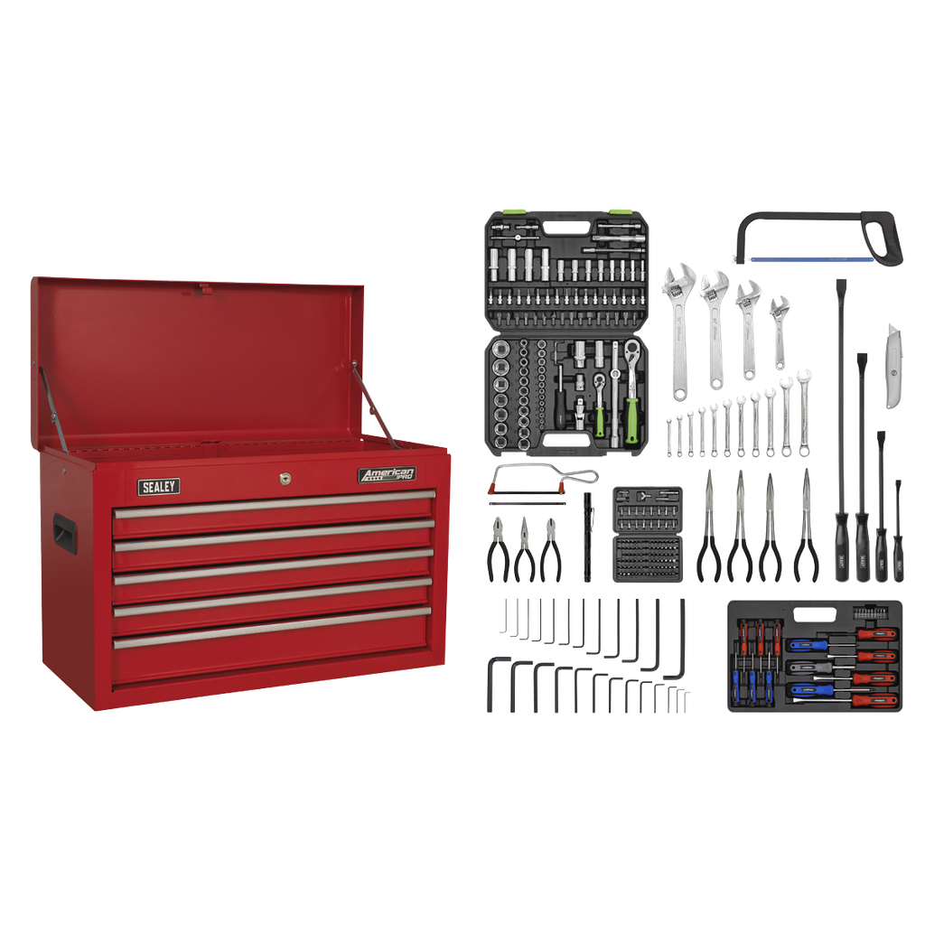 American PRO® Topchest 5 Drawer with 272pc Tool Kit - Red