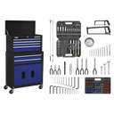 American PRO® Topchest & Rollcab Combination 6 Drawer with 170pc Tool Kit - Blue/Black