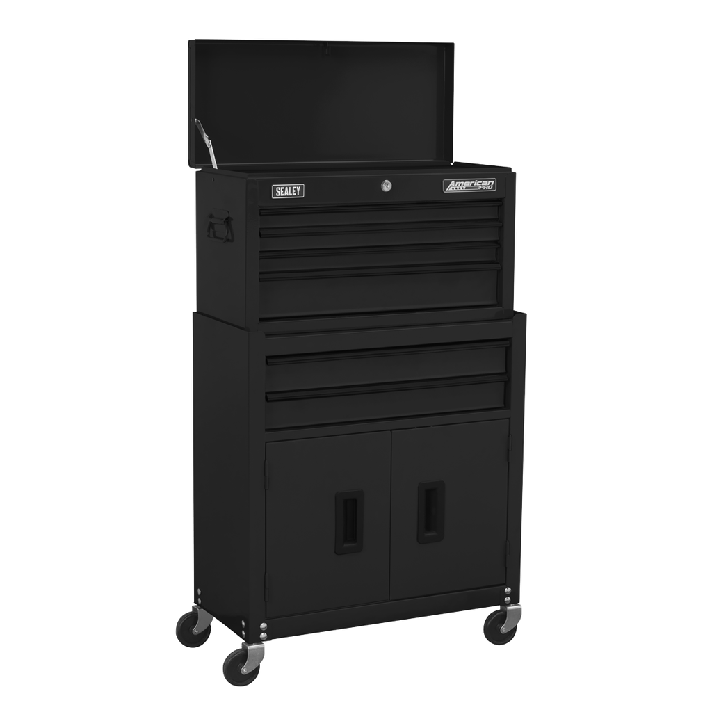 American PRO® Topchest & Rollcab Combination 6 Drawer - Black