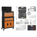 American PRO® Topchest & Rollcab Combination 6 Drawer with 170pc Tool Kit - Orange/Black