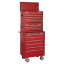 American PRO® Topchest, Mid-Box Tool Chest & Rollcab Stack 14 Drawer - Red