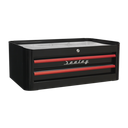 Premier™ Retro Style Mid-Box Tool Chest 2 Drawer - Black with Red Anodised Drawer Pulls