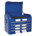 Premier™ Retro Style Topchest 4 Drawer - Blue with White Stripes