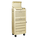Premier™ Retro Style Topchest, Mid-Box Tool Chest & Rollcab Combination 10 Drawer - Cream
