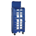 Premier™ Retro Style Topchest, Mid-Box Tool Chest & Rollcab Combination 10 Drawer - Blue with White Stripes