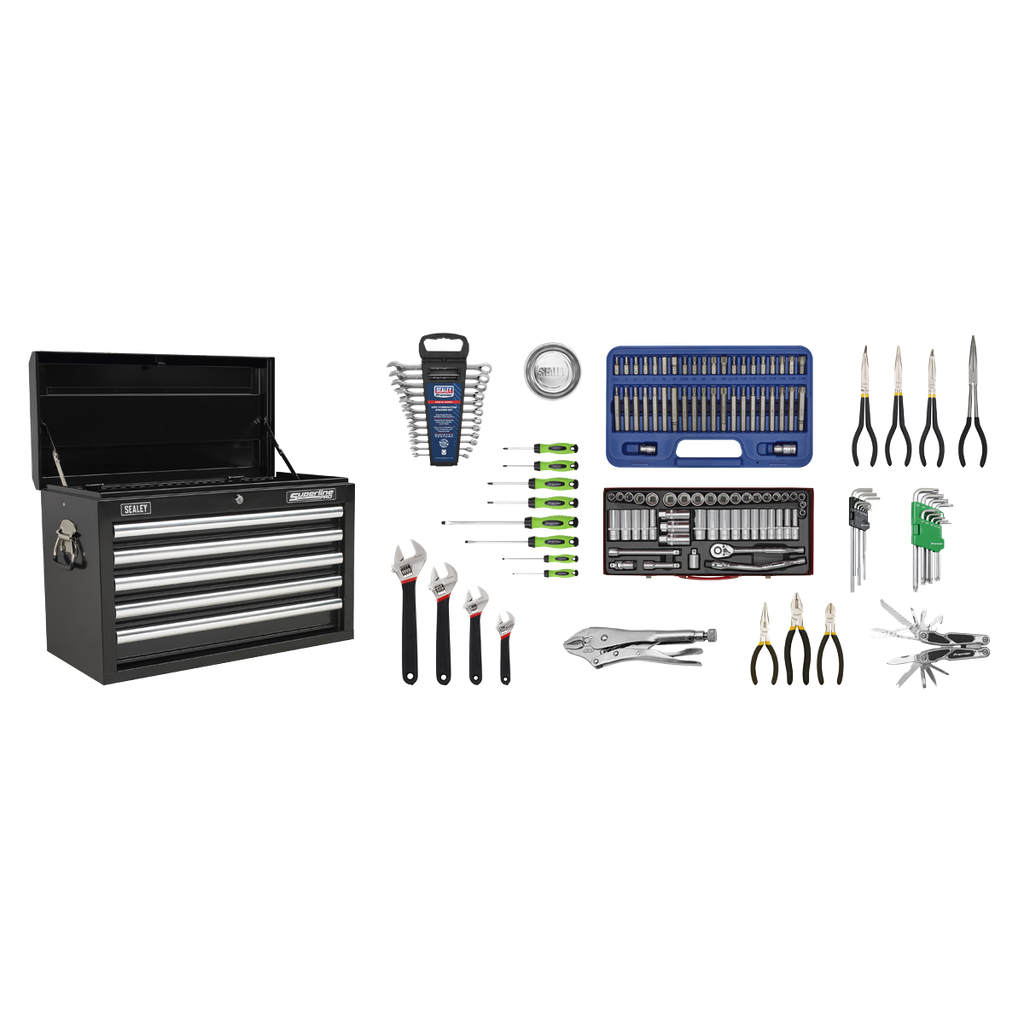 Sealey Superline PRO® Topchest 5 Drawer with 139pc Tool Kit - Bl