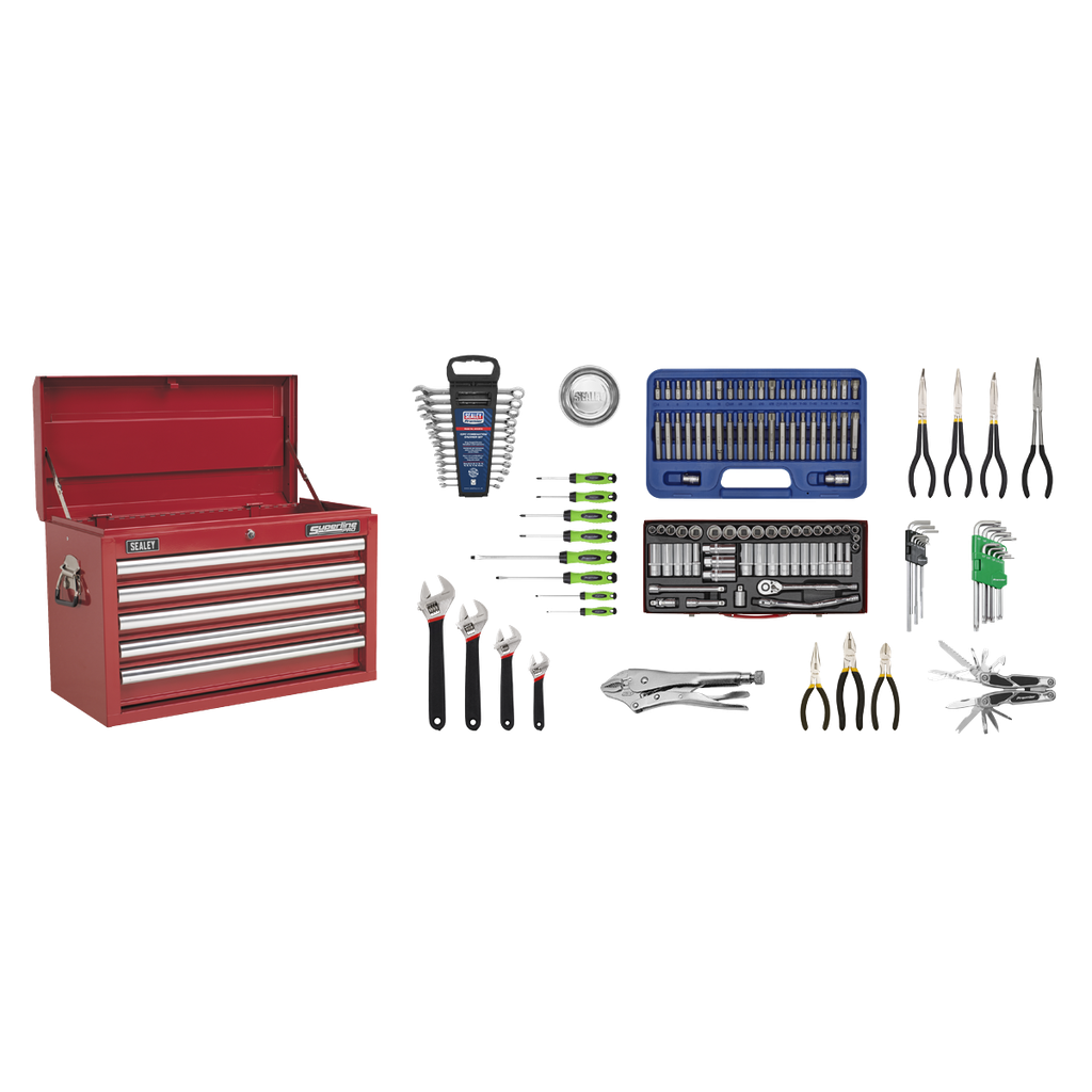 Superline PRO® Topchest 5 Drawer with 139pc Tool Kit - Red