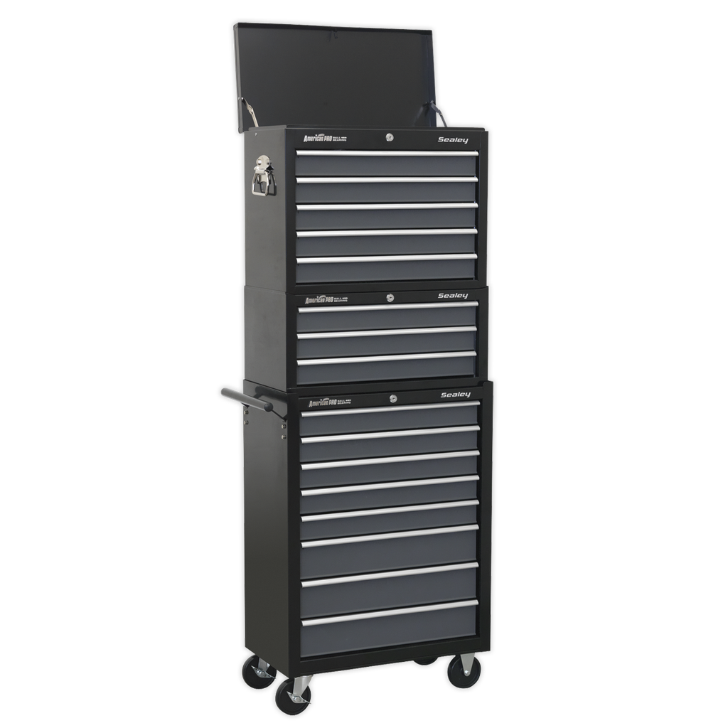 American PRO® Tool Chest Combination 16 Drawer - Black/Grey