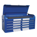 Premier™ Retro Style Wide Topchest 4 Drawer - Blue with White Stripes