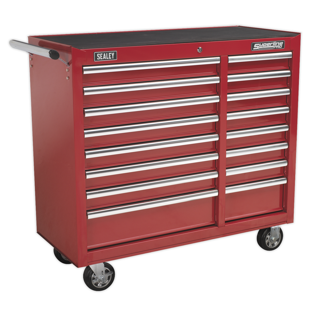 Superline PRO® Heavy-Duty Rollcab 16 Drawer - Red