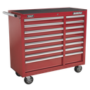 Superline PRO® Heavy-Duty Rollcab 16 Drawer - Red