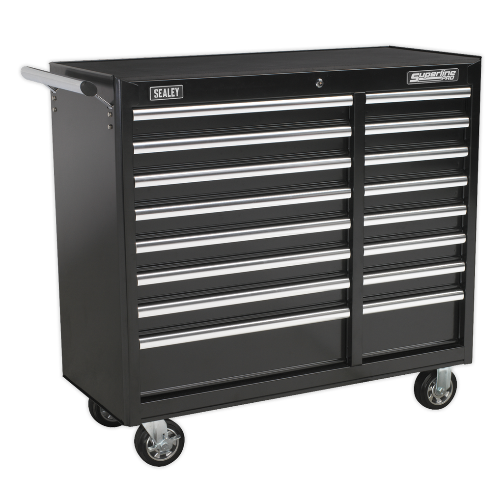 Superline PRO® Heavy-Duty Rollcab 16 Drawer - Black