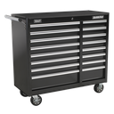 Superline PRO® Heavy-Duty Rollcab 16 Drawer - Black